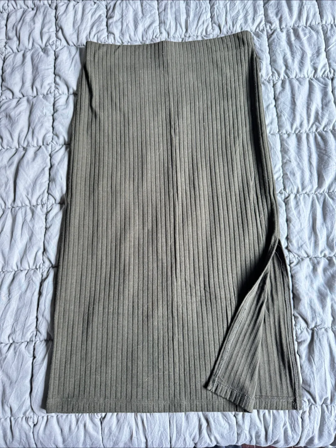 Forever 21 Olive Green Ribbed Skirt thumbnail