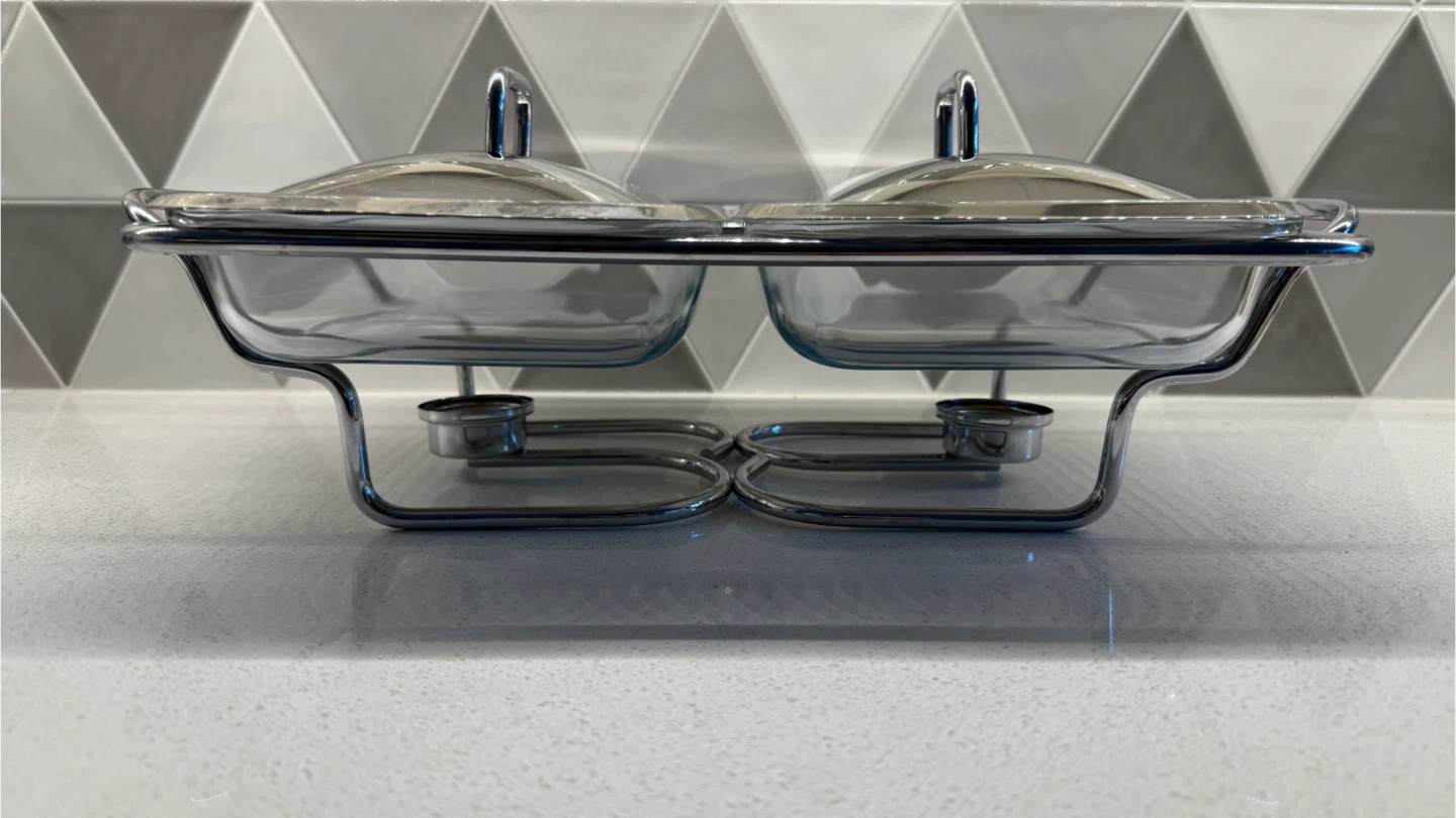 Glass Double Server with Chrome Stand - photo 2