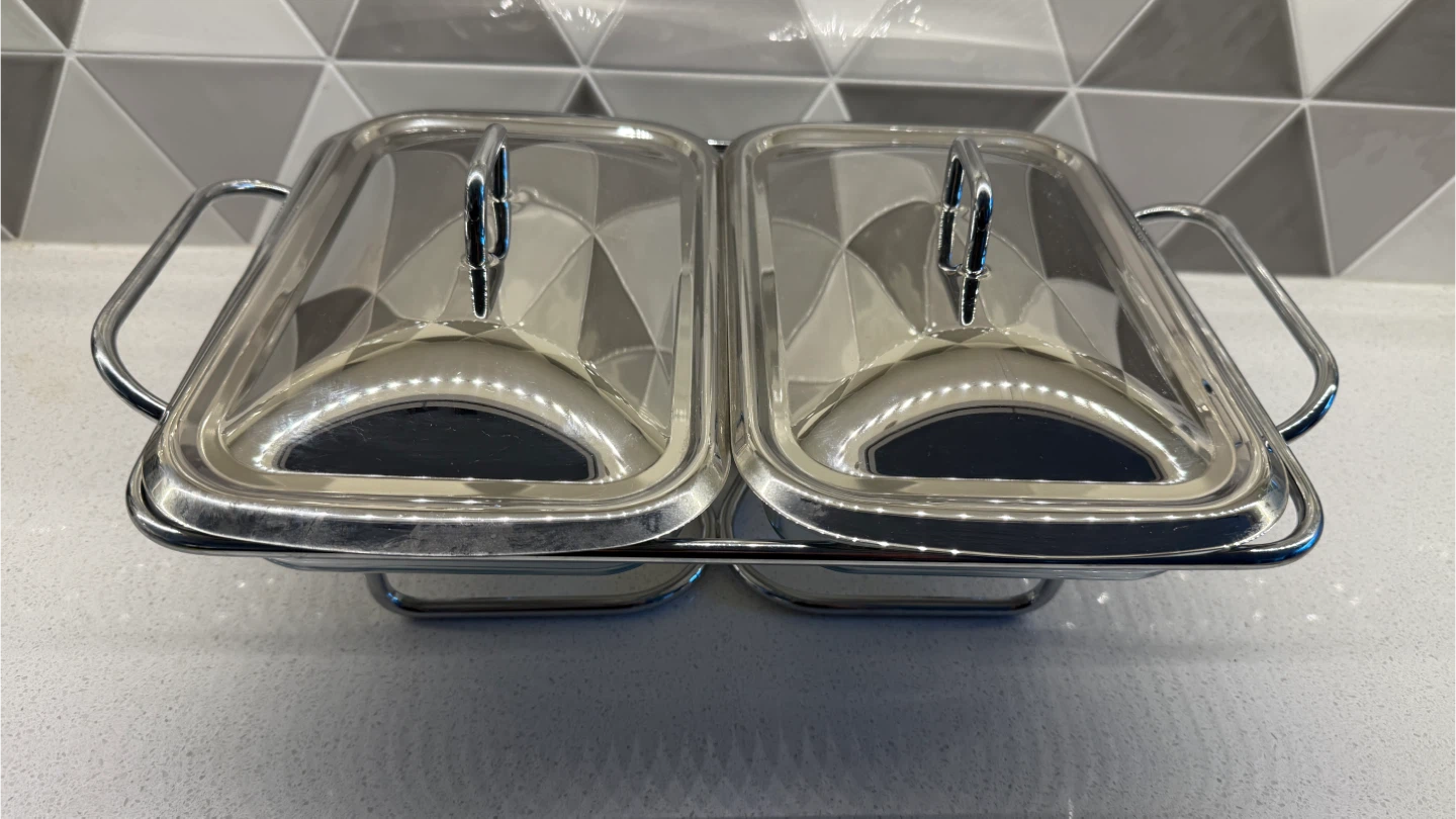 Glass Double Server with Chrome Stand