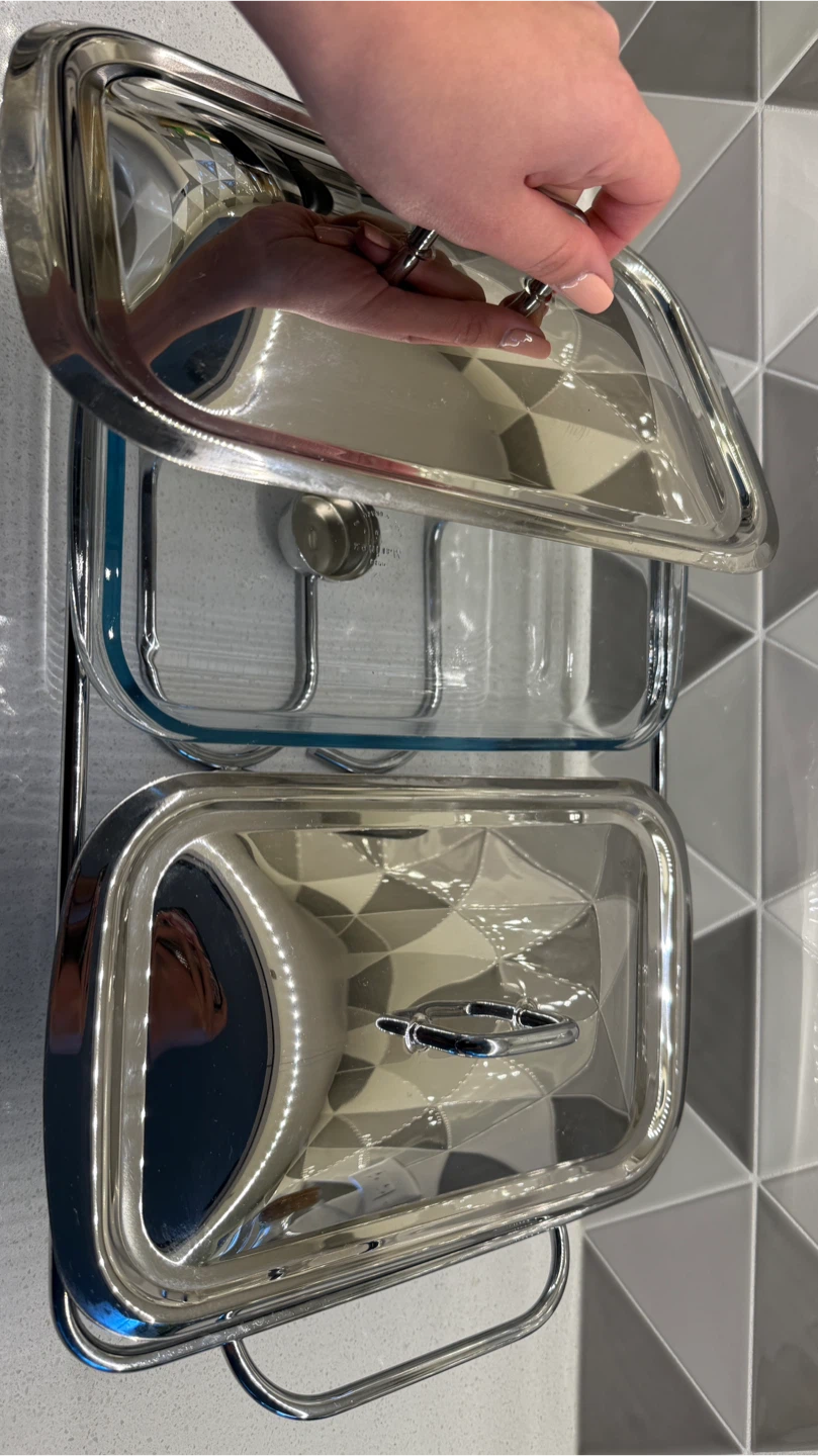 Glass Double Server with Chrome Stand - photo 3