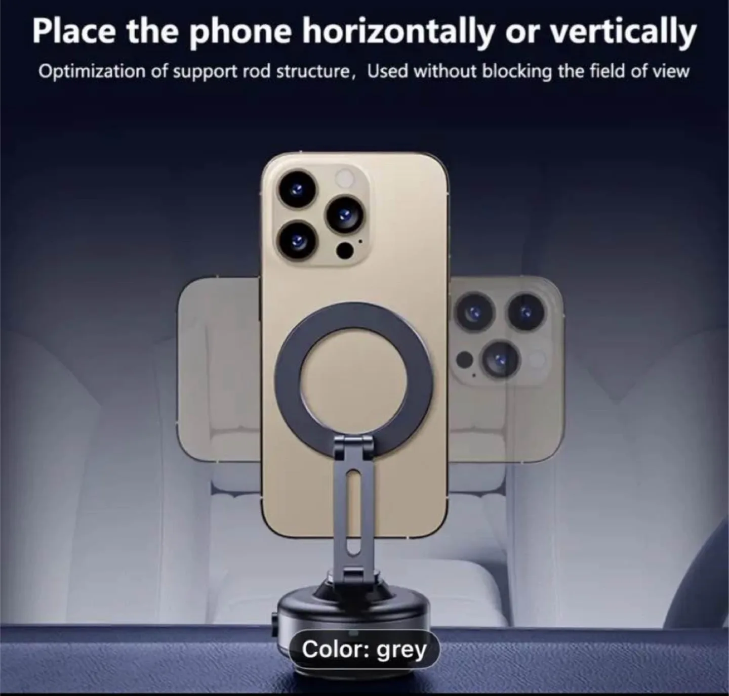 Dark Grey Magnetic Car Mount with 360° Rotation image indicator(2)