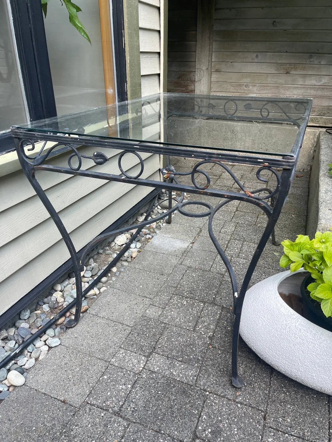 Glass Top Wrought Iron Table thumbnail