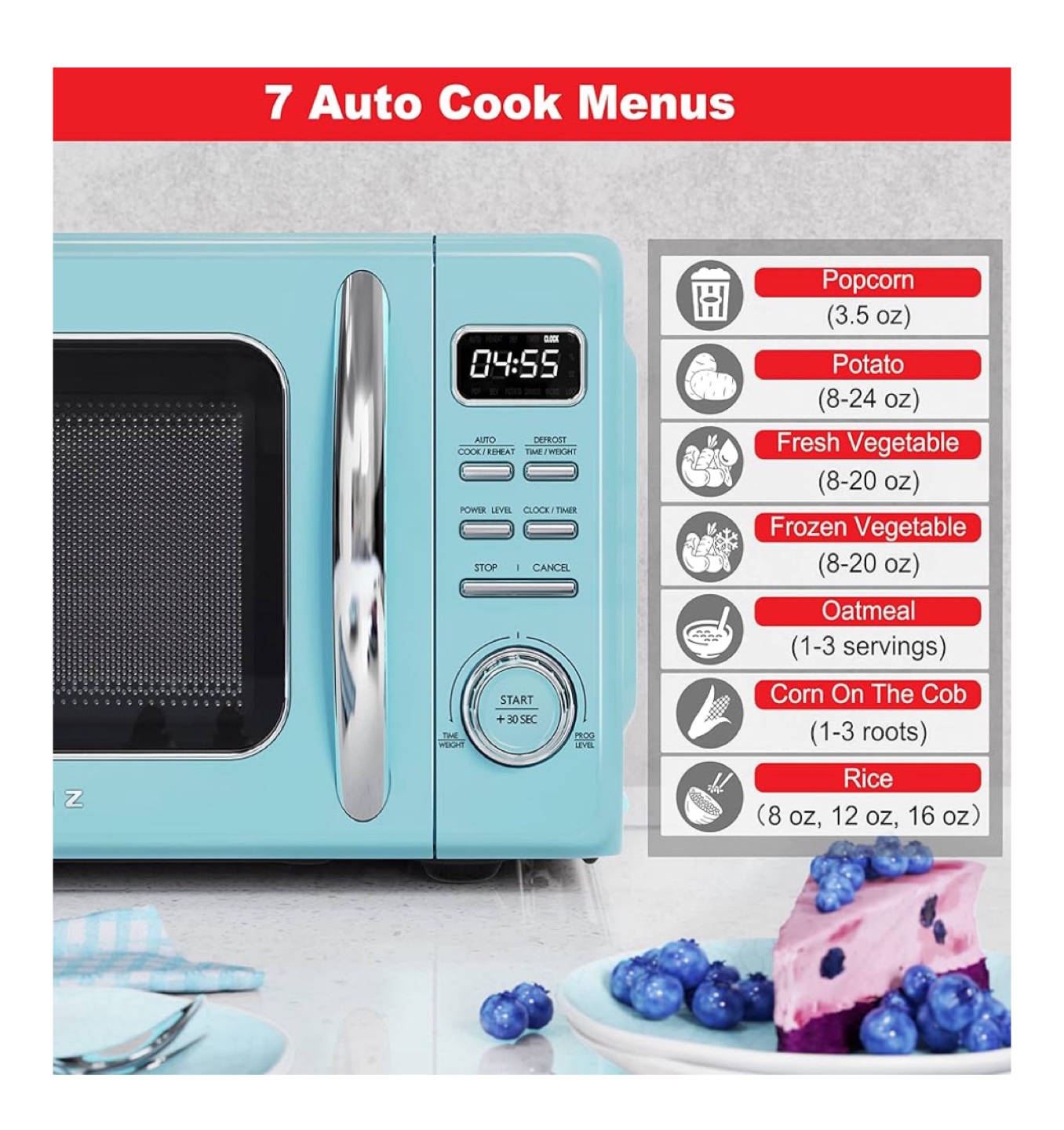 BRAND NEW Galanz 0.7 CF Retro Microwave Oven - Blue - photo 3