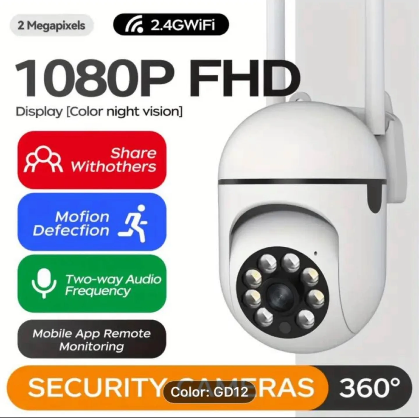 Security Camera With Night Vision - 1080P image indicator(4)
