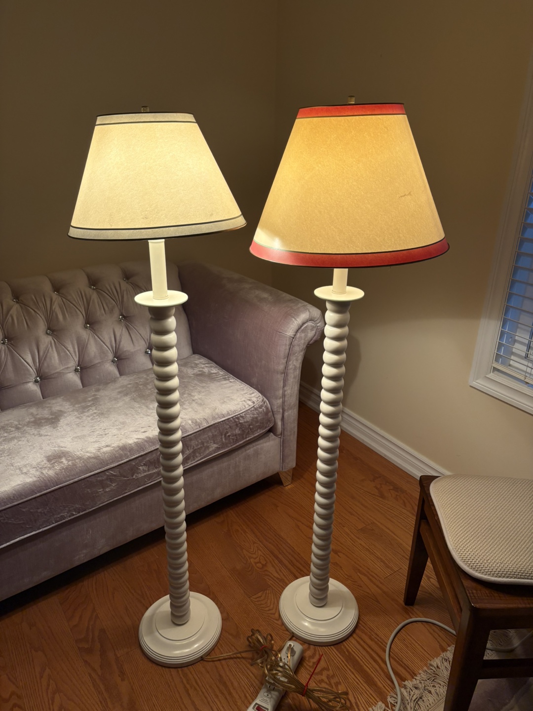 Pair of White Spindle Floor Lamps - photo 3