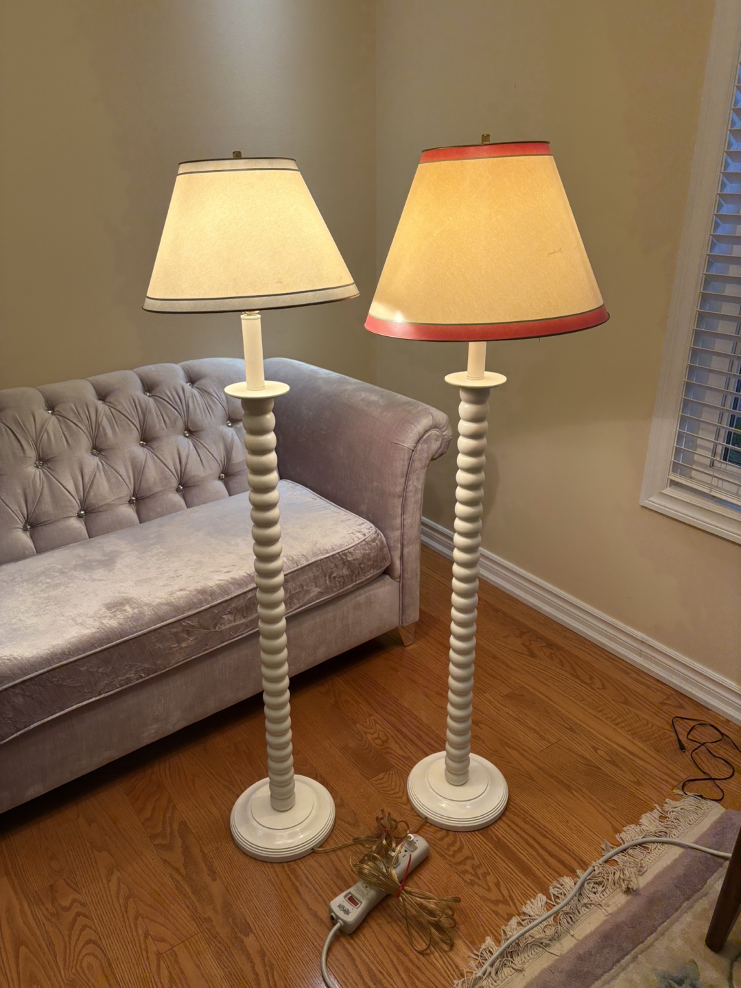 Pair of White Spindle Floor Lamps - photo 2