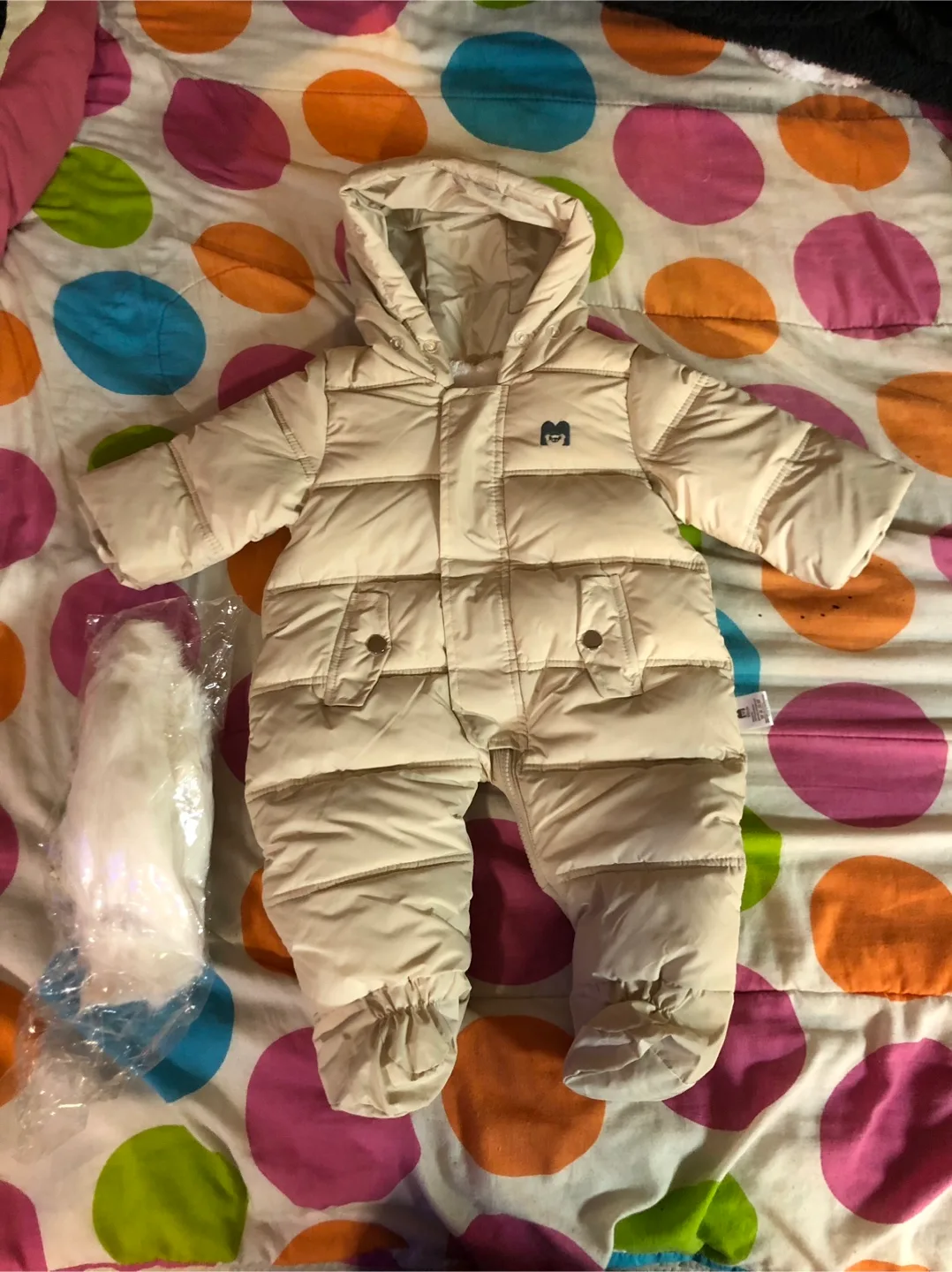 6-12 months Baby Padded Snowsuit - Beige image indicator(2)
