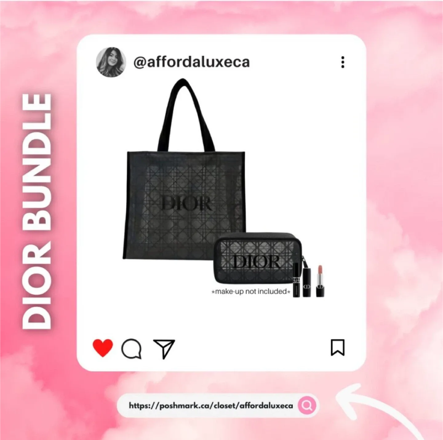Dior black mesh tote bag and dior make up pouch thumbnail