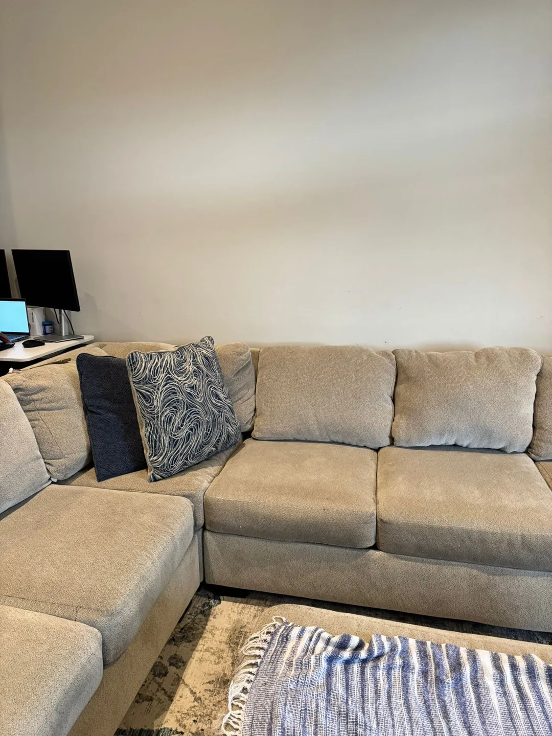 Beige Sectional Sofa with Ottoman image indicator(2)