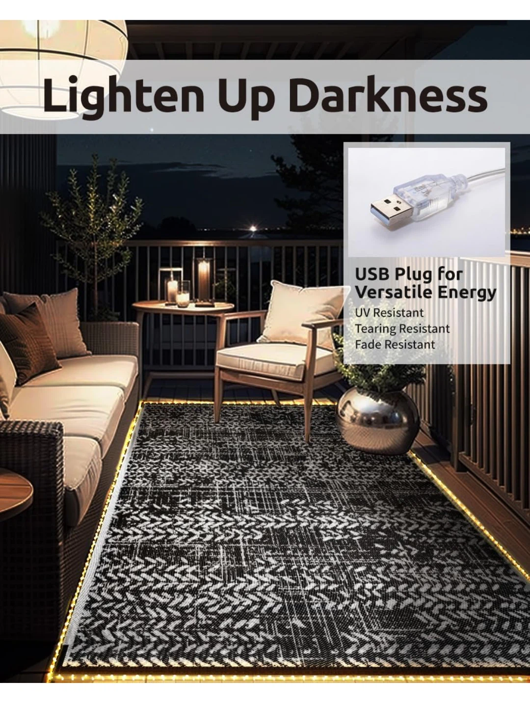Outdoor Rug 9x12 RV Camping Mat Outdoor Carpet - photo 2