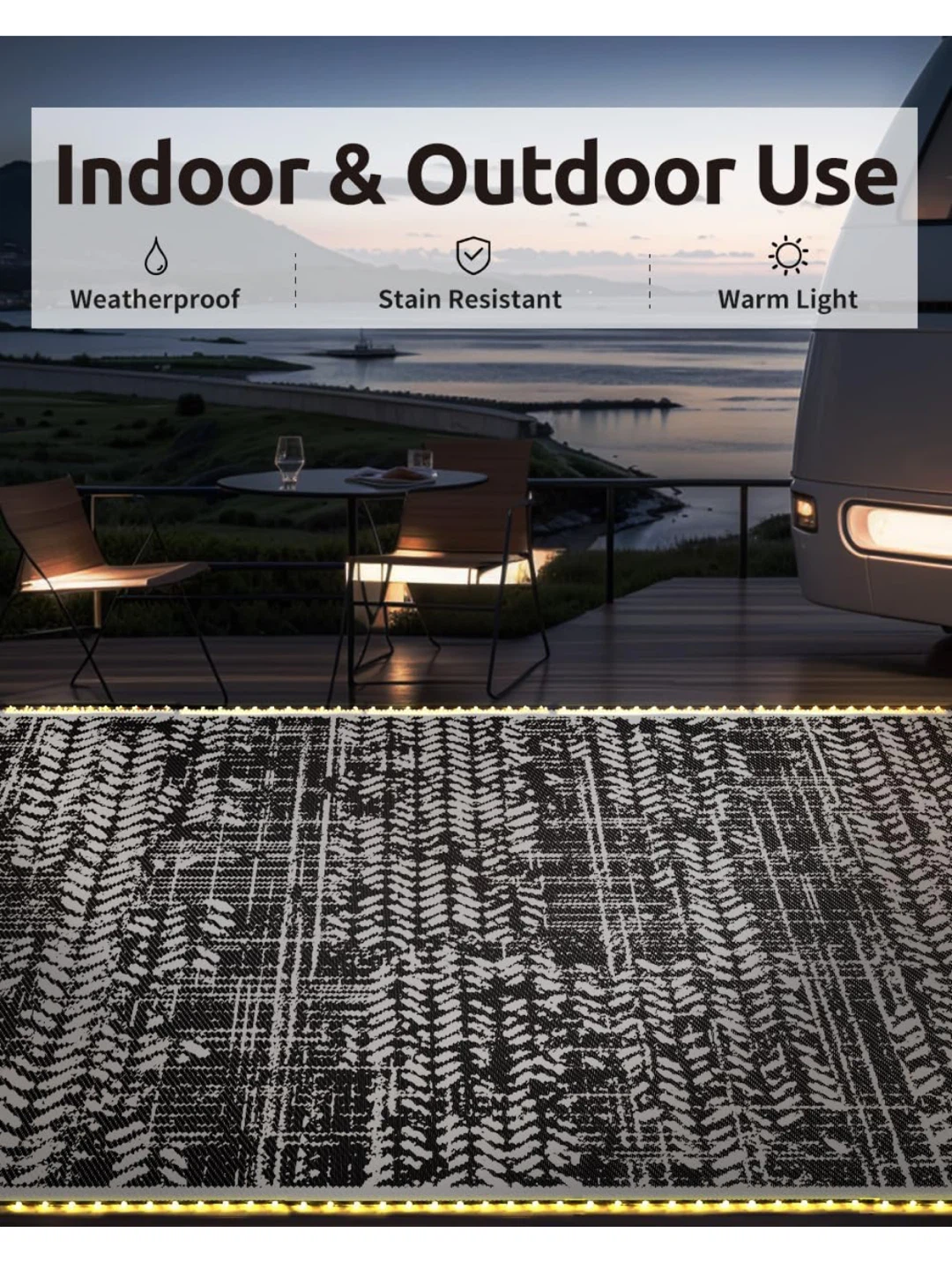 Outdoor Rug 9x12 RV Camping Mat Outdoor Carpet - photo 3