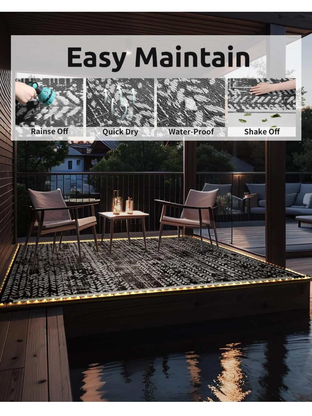 Outdoor Rug 9x12 RV Camping Mat Outdoor Carpet - photo 5