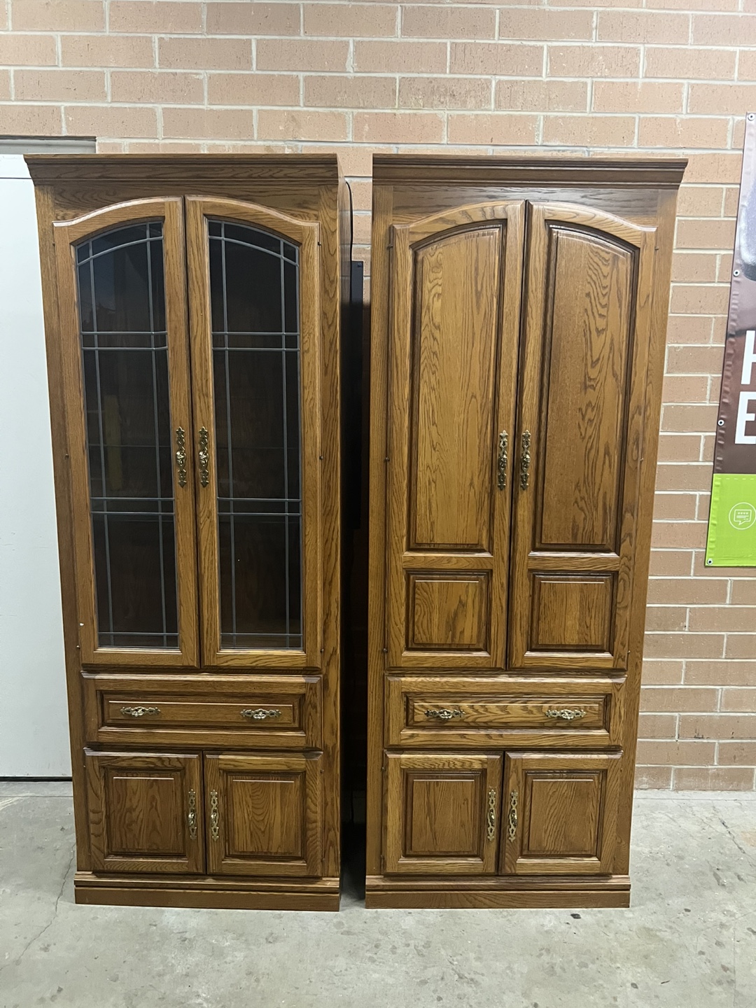 Matching Oak Display Cabinets