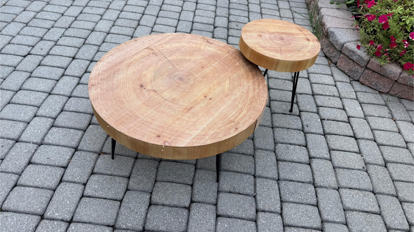 Wood Slice Coffee Table Set