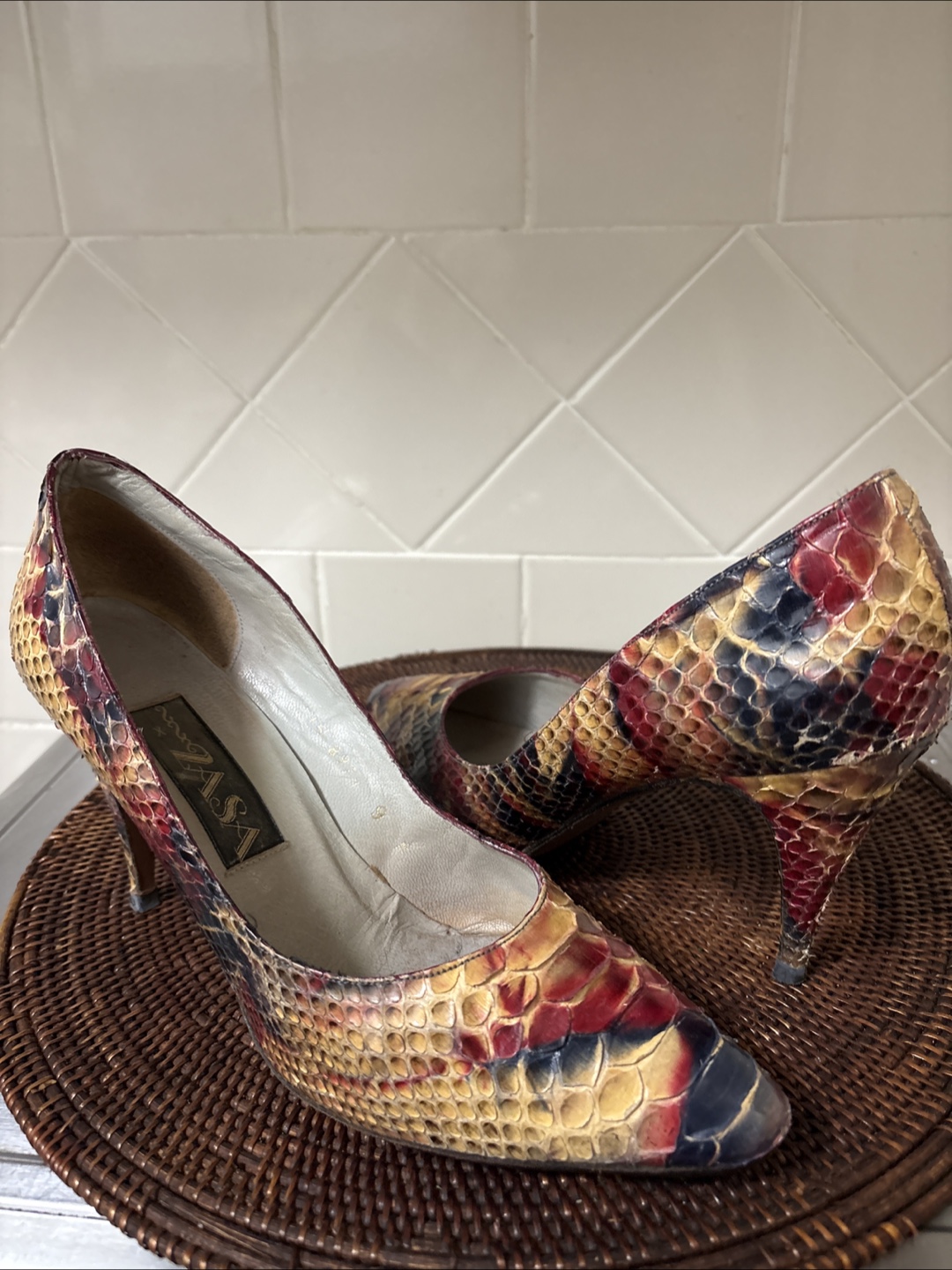 Piero Zasa Snakeskin Heels - Size 9