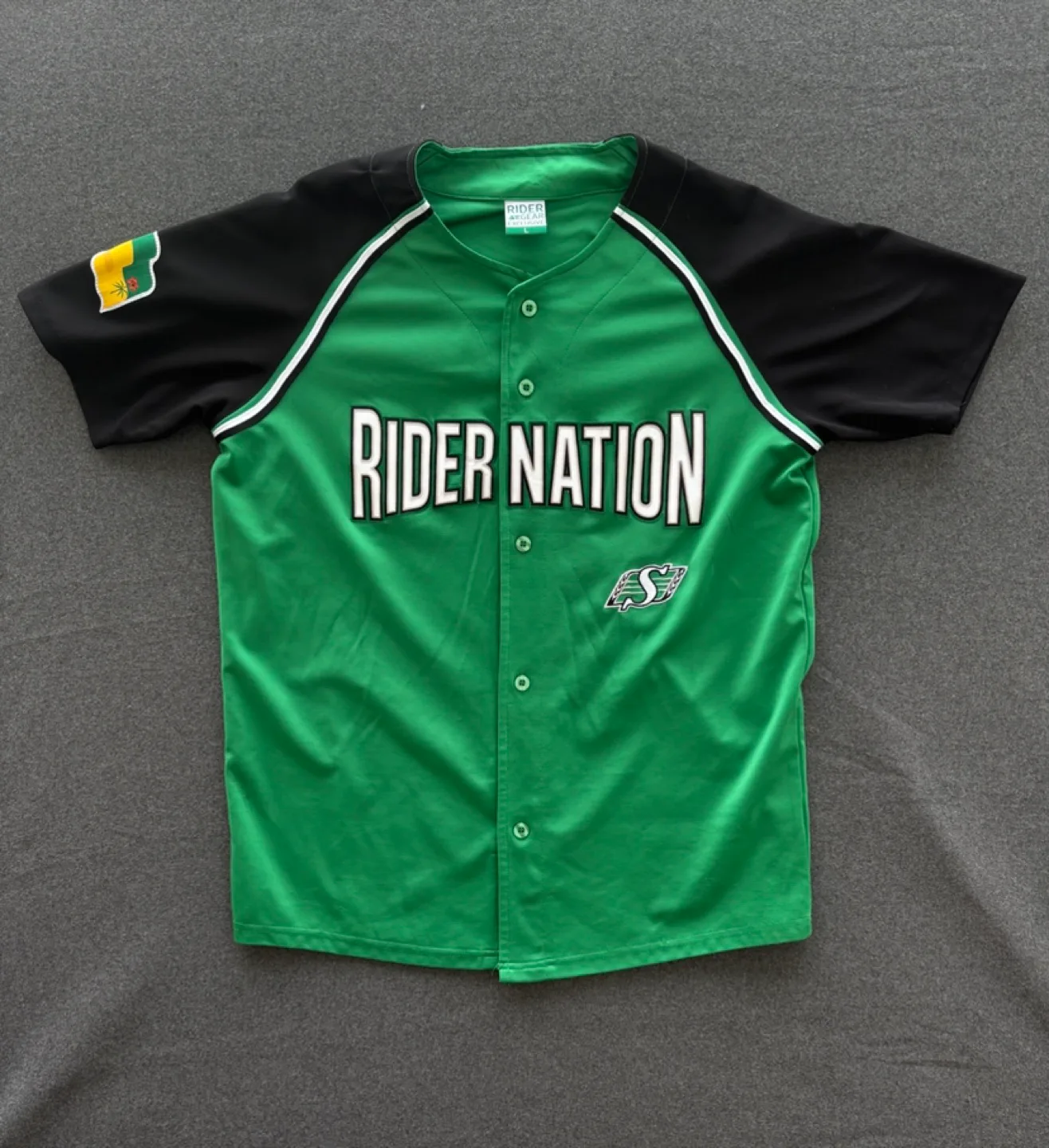 Saskatchewan Roughriders Ridernation Baseball Jersey - Large thumbnail