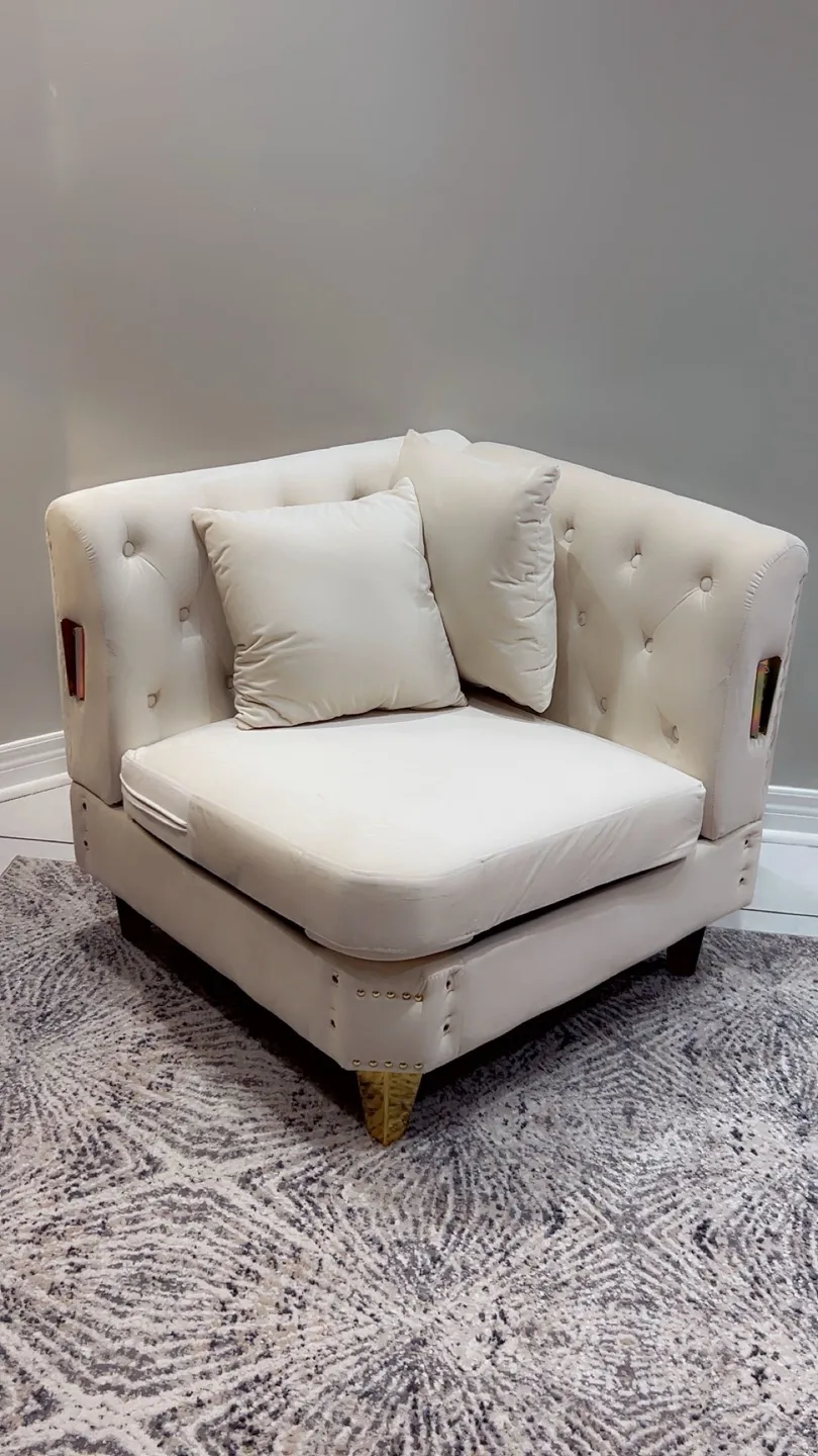 Corner sofa with cushions.    ( pickup only ) ( firm ) image indicator(6)