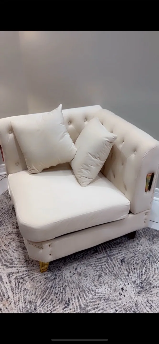 Corner sofa with cushions.    ( pickup only ) ( firm ) image indicator(3)