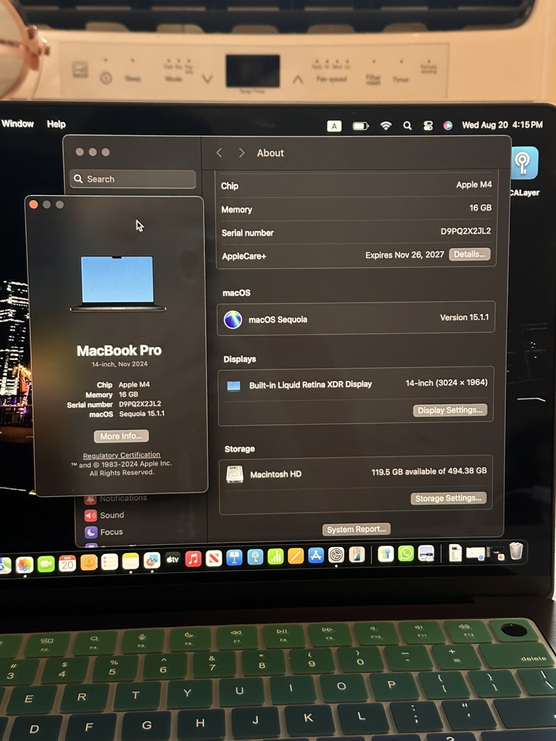 MacBook Pro 14” M4 (16/512) + AppleCare till 2027 — $1400 - photo 2