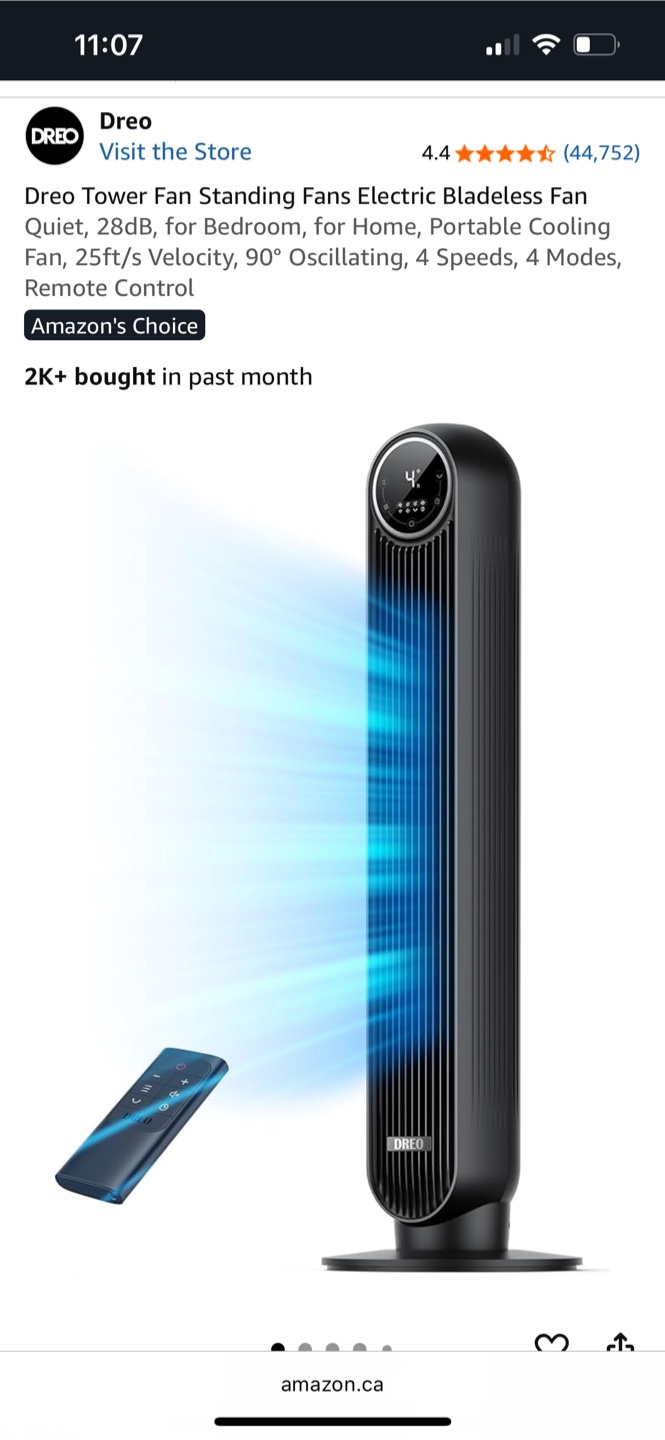 Dreo Tower Fan - Quiet Bladeless Fan - photo 2