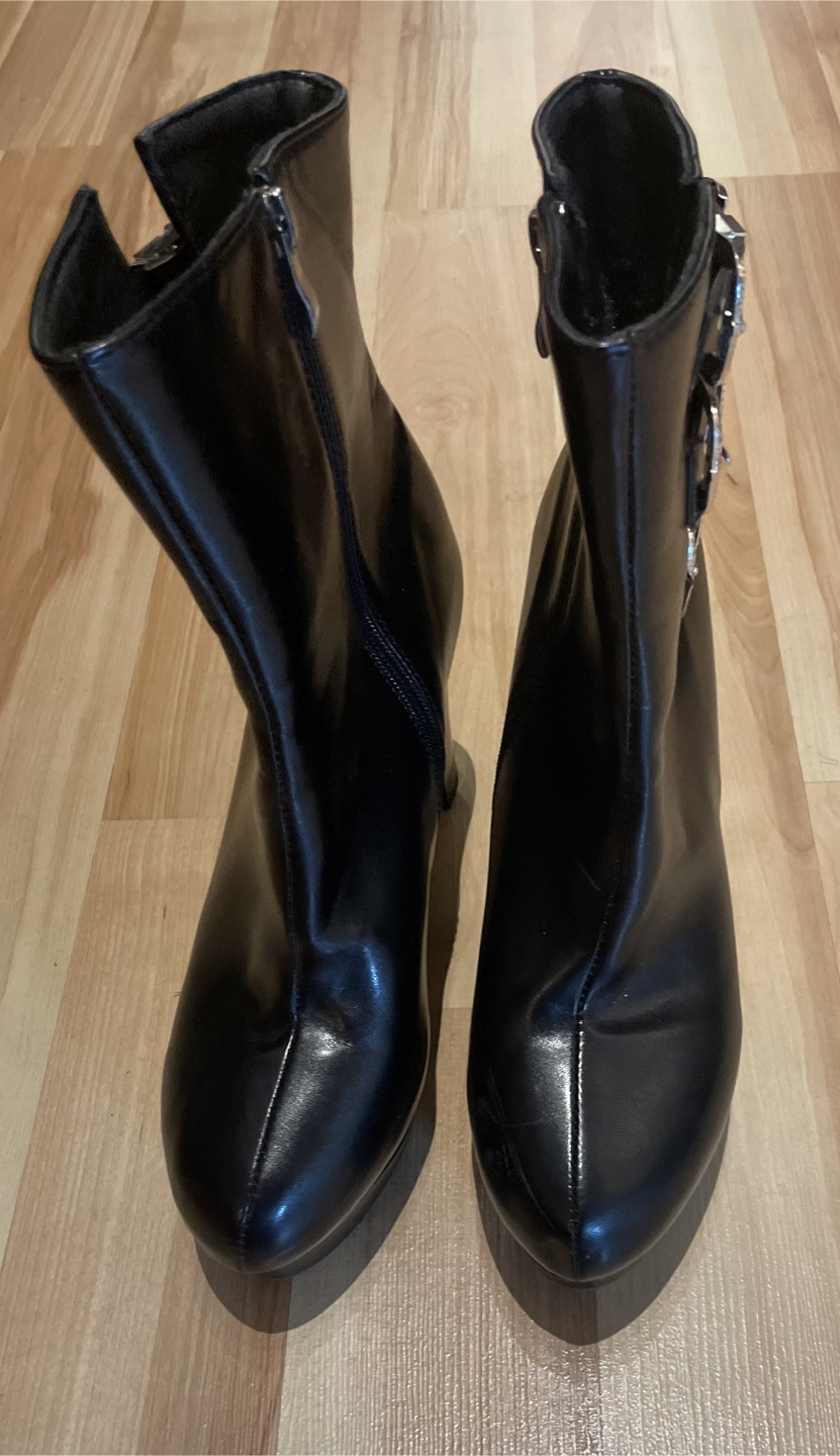 Black Platform Western Ankle Boots - photo 2