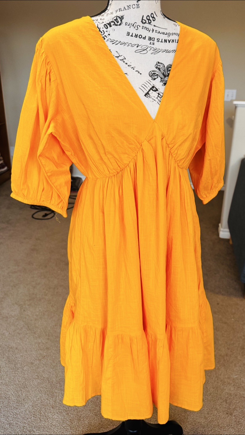 Orange V-neck Dress size L