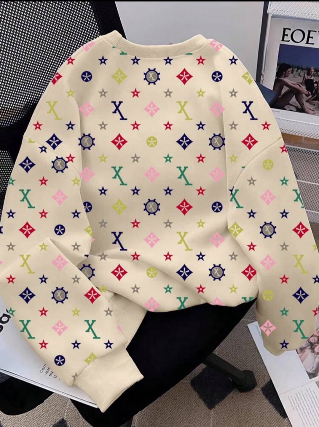Patterned Crewneck Sweatshirt