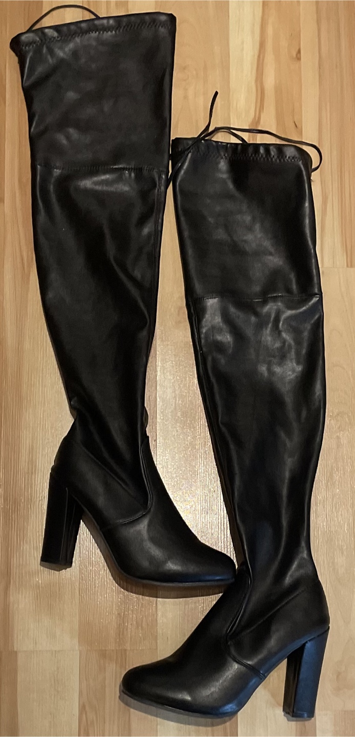 Black Heeled Thigh High Boots
