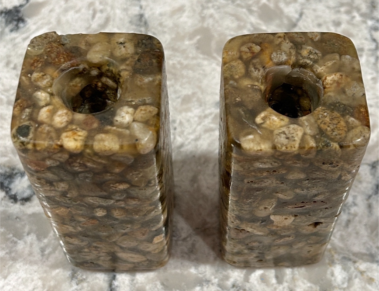 Vintage Stone Mill Design Pebble and Resin Taper Candle Holders - photo 2