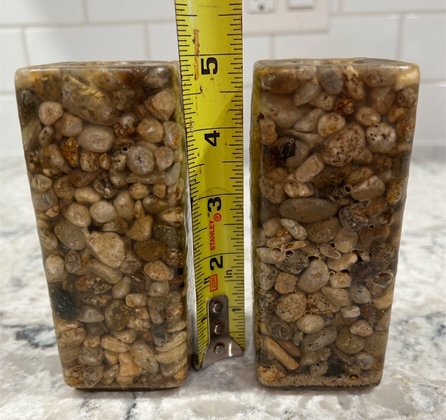 Vintage Stone Mill Design Pebble and Resin Taper Candle Holders - photo 4