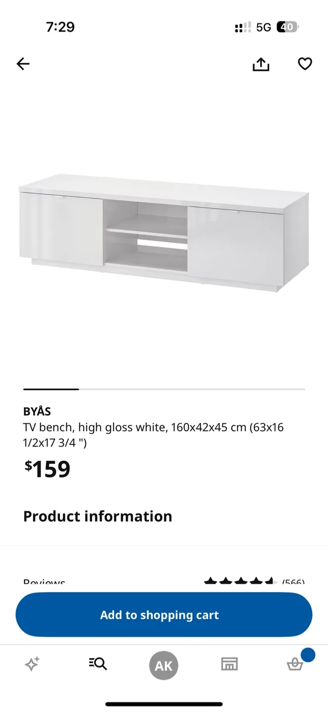 📦 Moving Sale – IKEA BYÅS TV Bench, High Gloss White (Like New) image indicator(2)