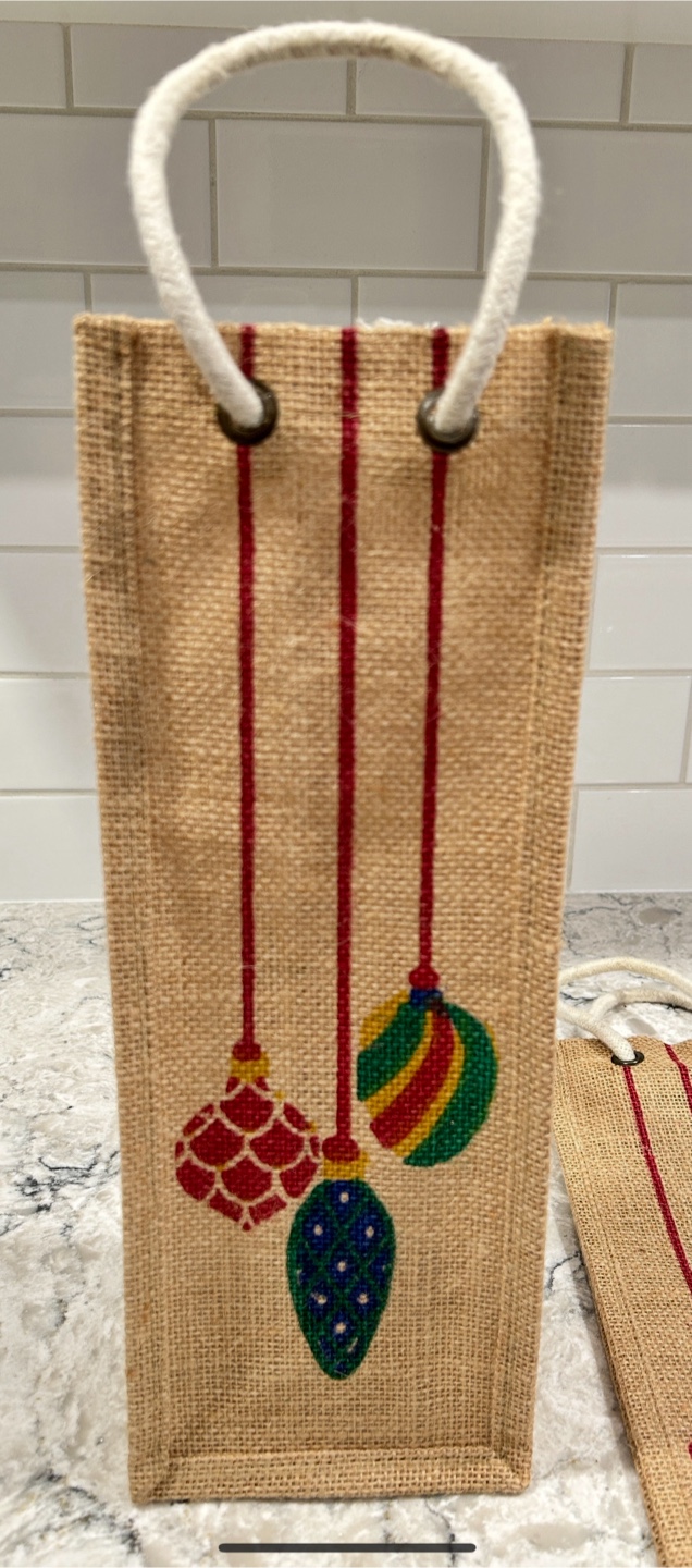 Set of 2 Burlap Wine Bottle Bags - photo 2