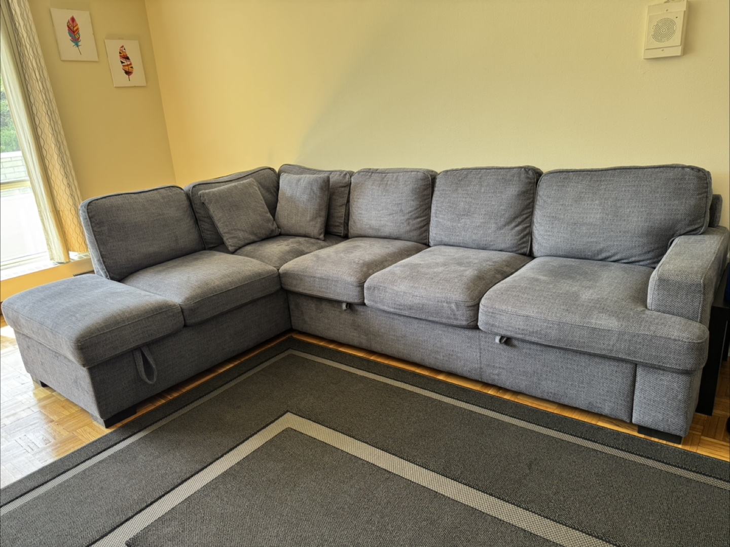 Grey Sectional Sofa with Pull-Out Bed and storage - photo 3