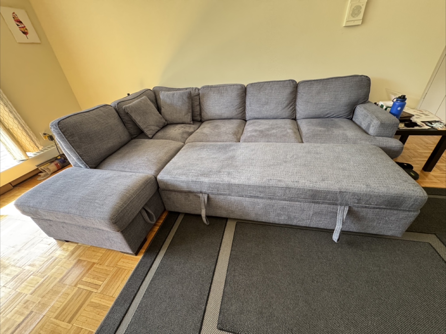 Grey Sectional Sofa with Pull-Out Bed and storage - photo 2