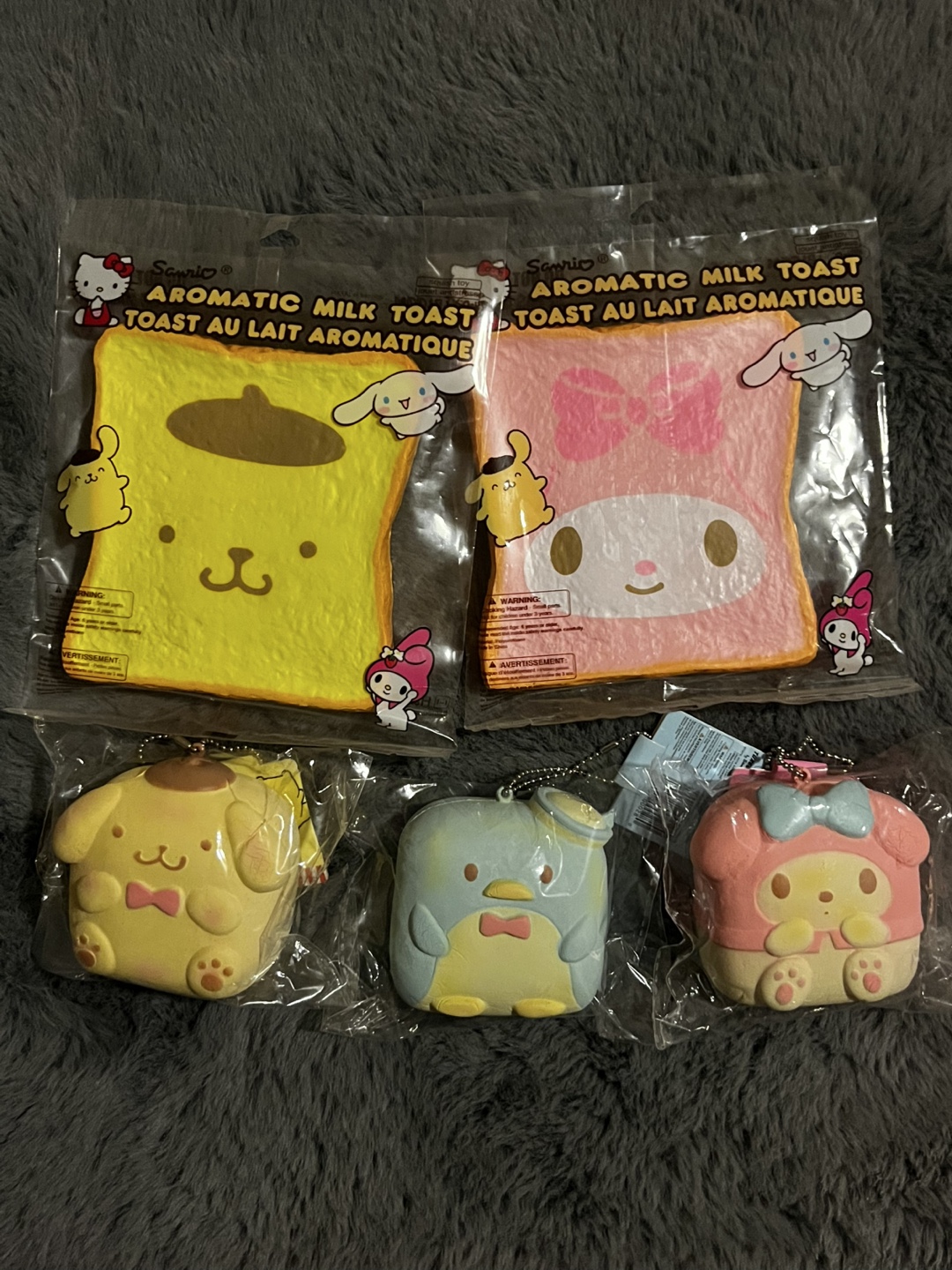 Sanrio Squishies - MyMelody, Pompompurin, Tuxedo Sam