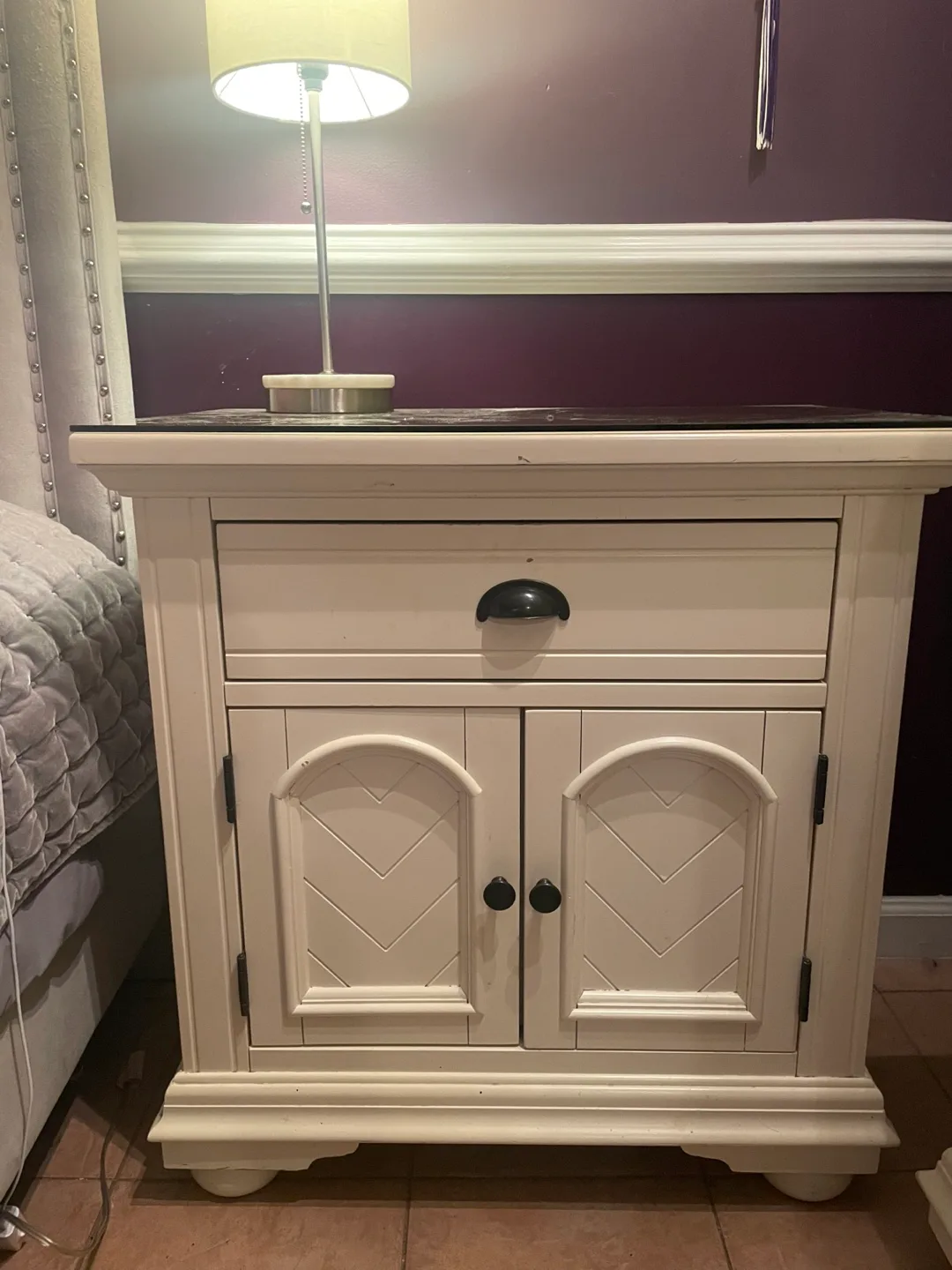 White Nightstand with Drawer & Cabinet image indicator(2)