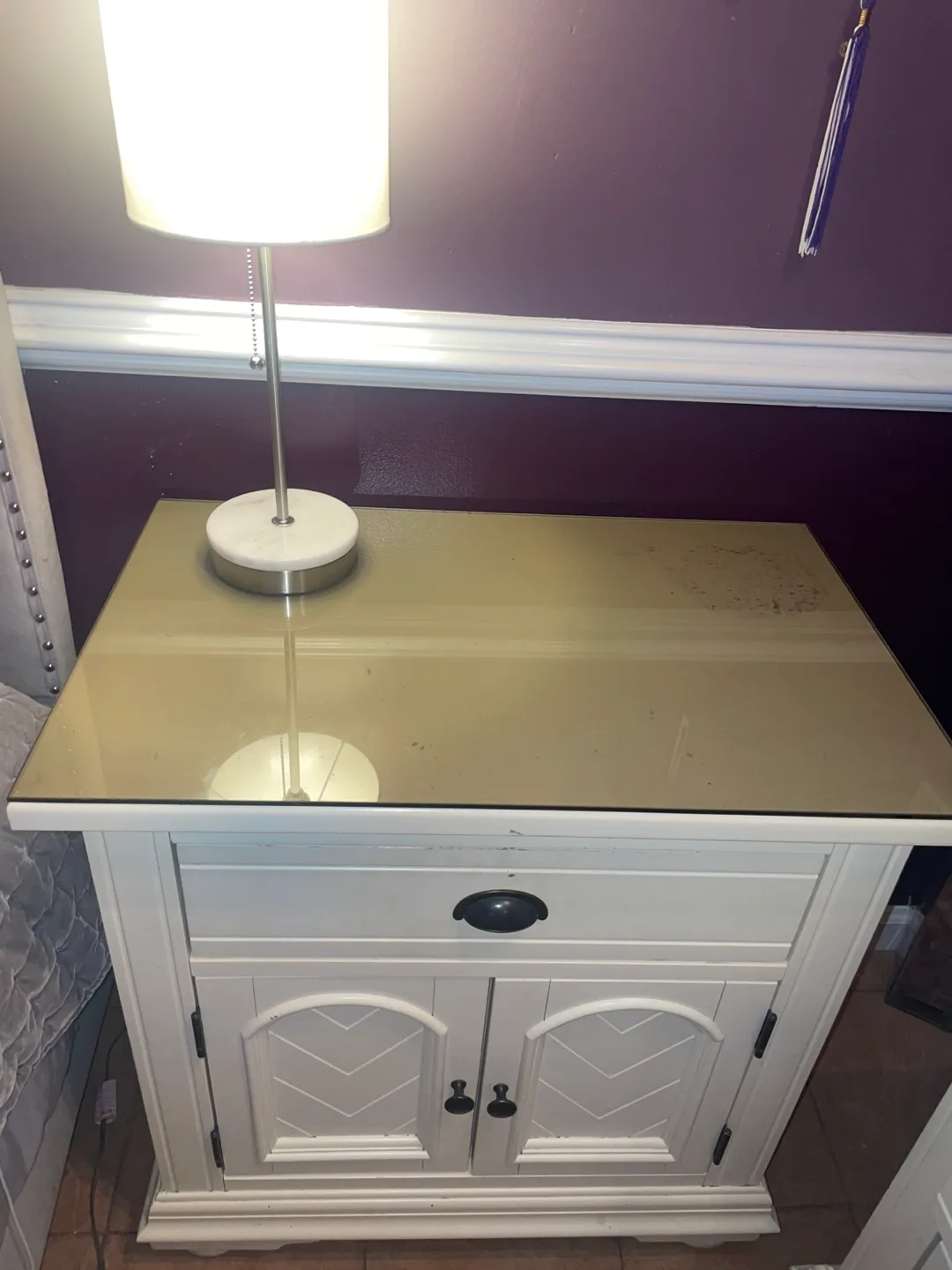 White Nightstand with Drawer & Cabinet image indicator(3)