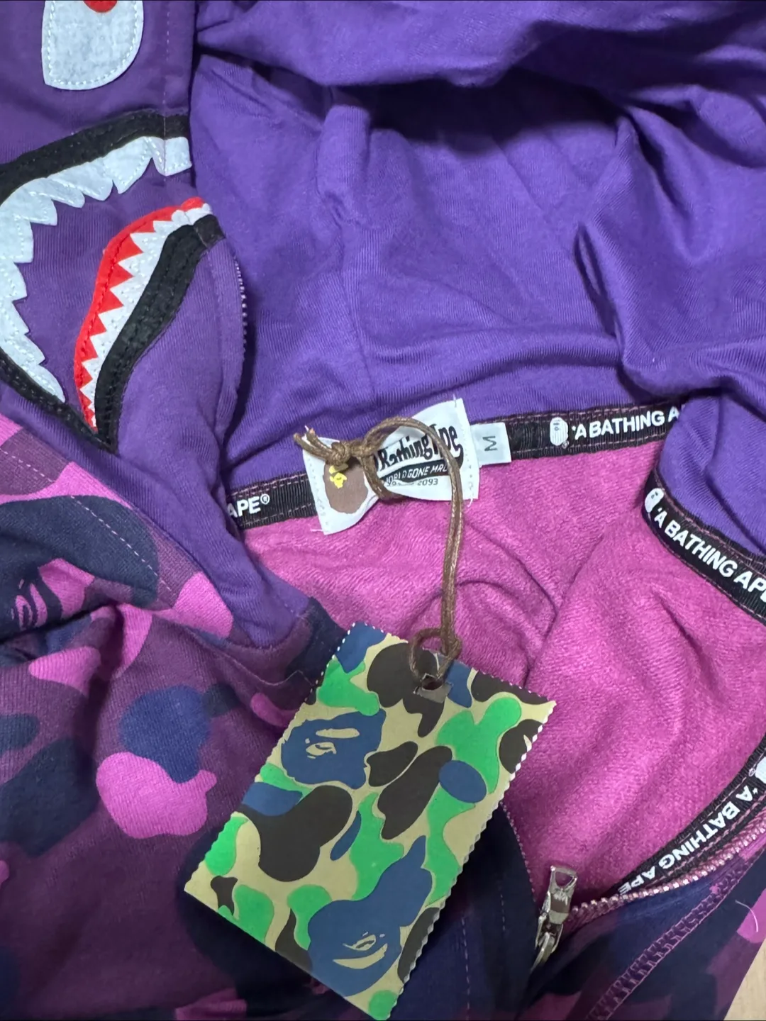 BAPE Purple Camo Shark Full Zip Hoodie image indicator(9)