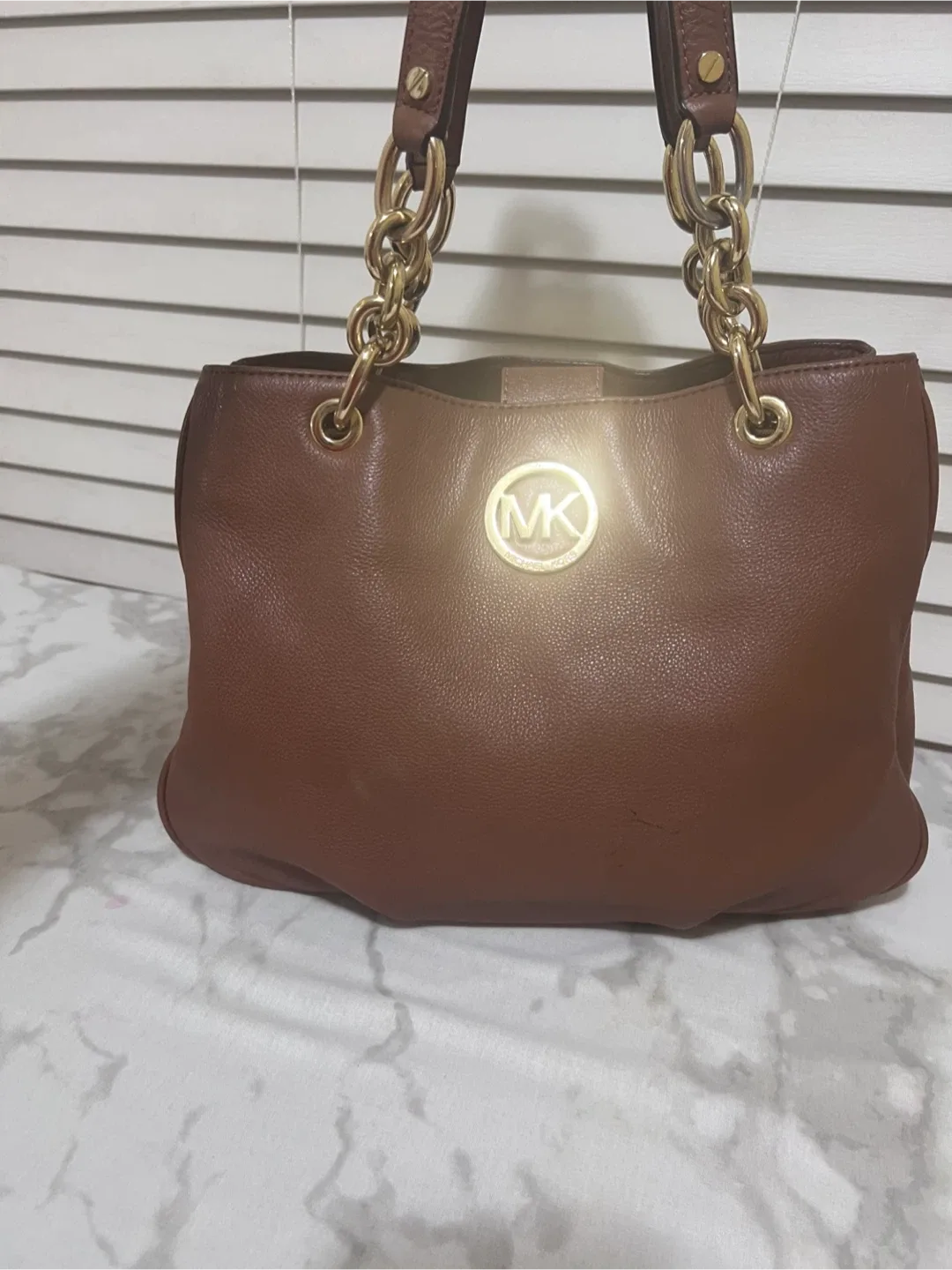 Michael Kors Brown Leather Tote Bag thumbnail