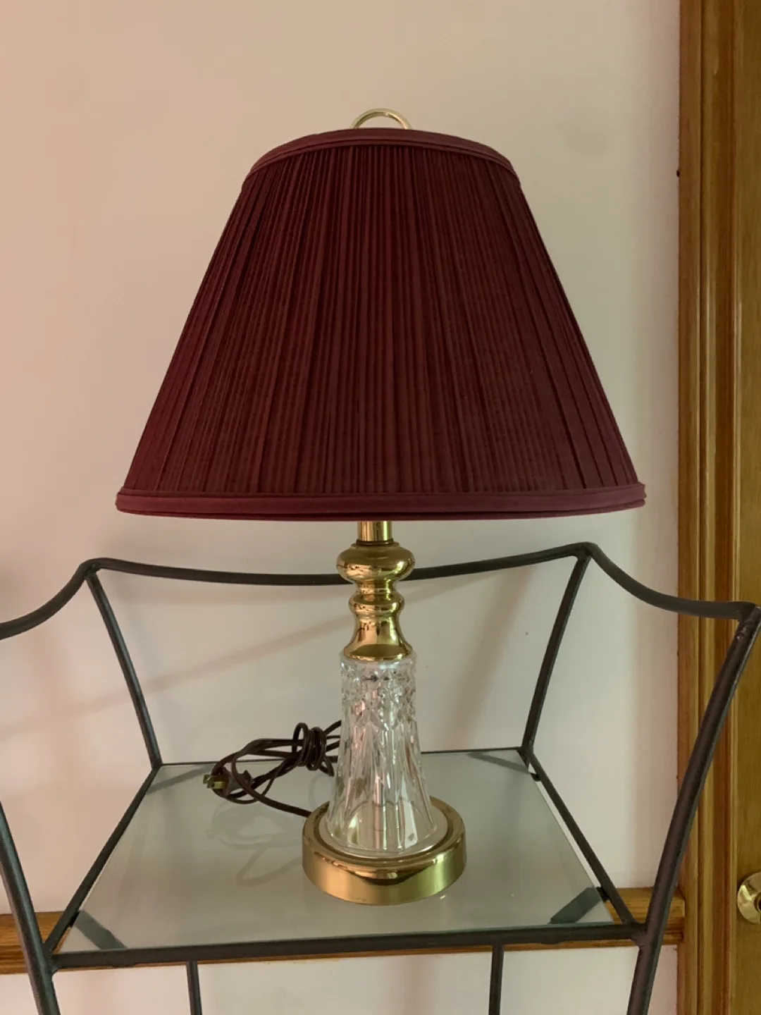 Table Lamp with Burgundy Shade thumbnail