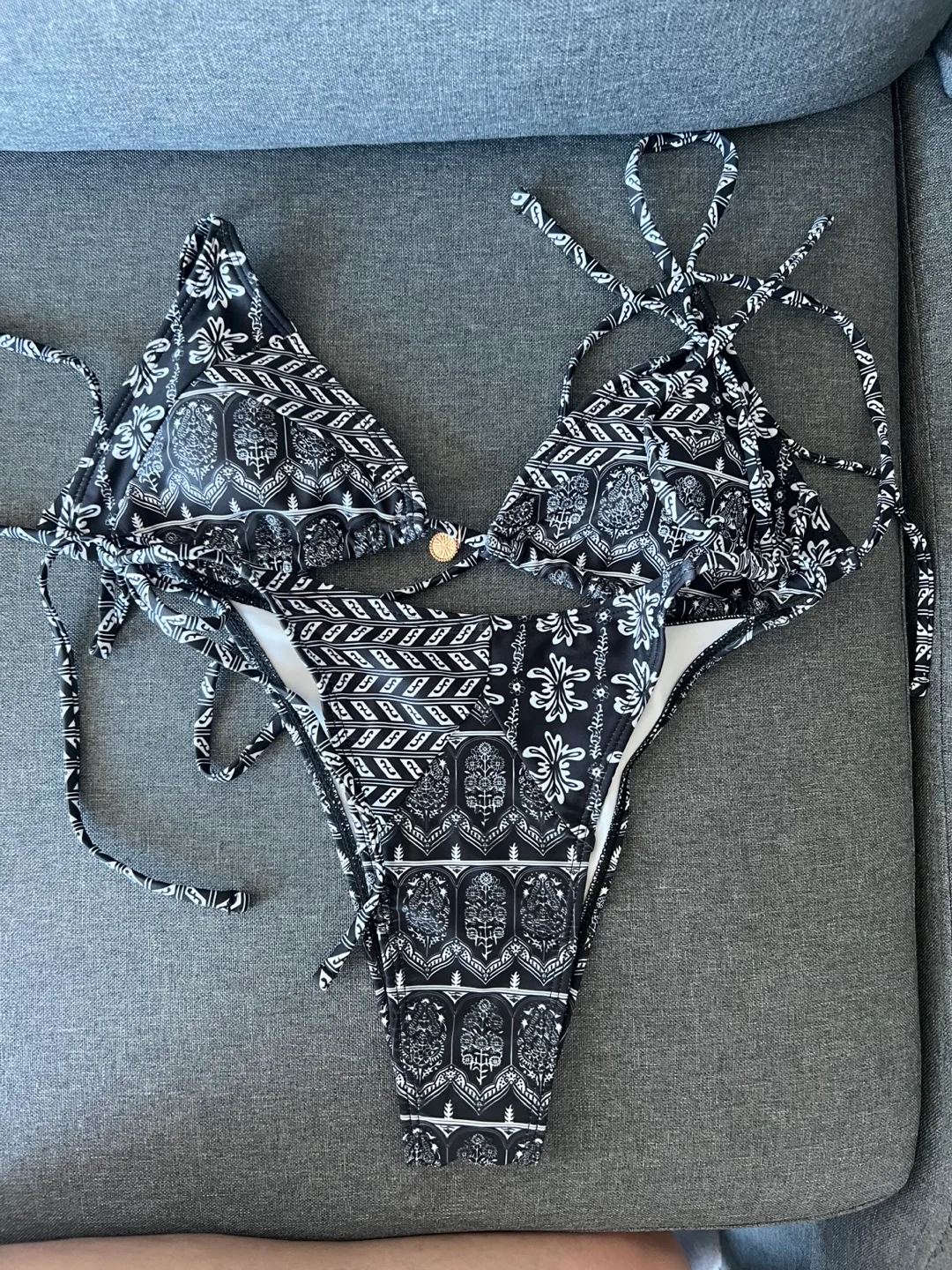 Black & White Patterned Bikini thumbnail