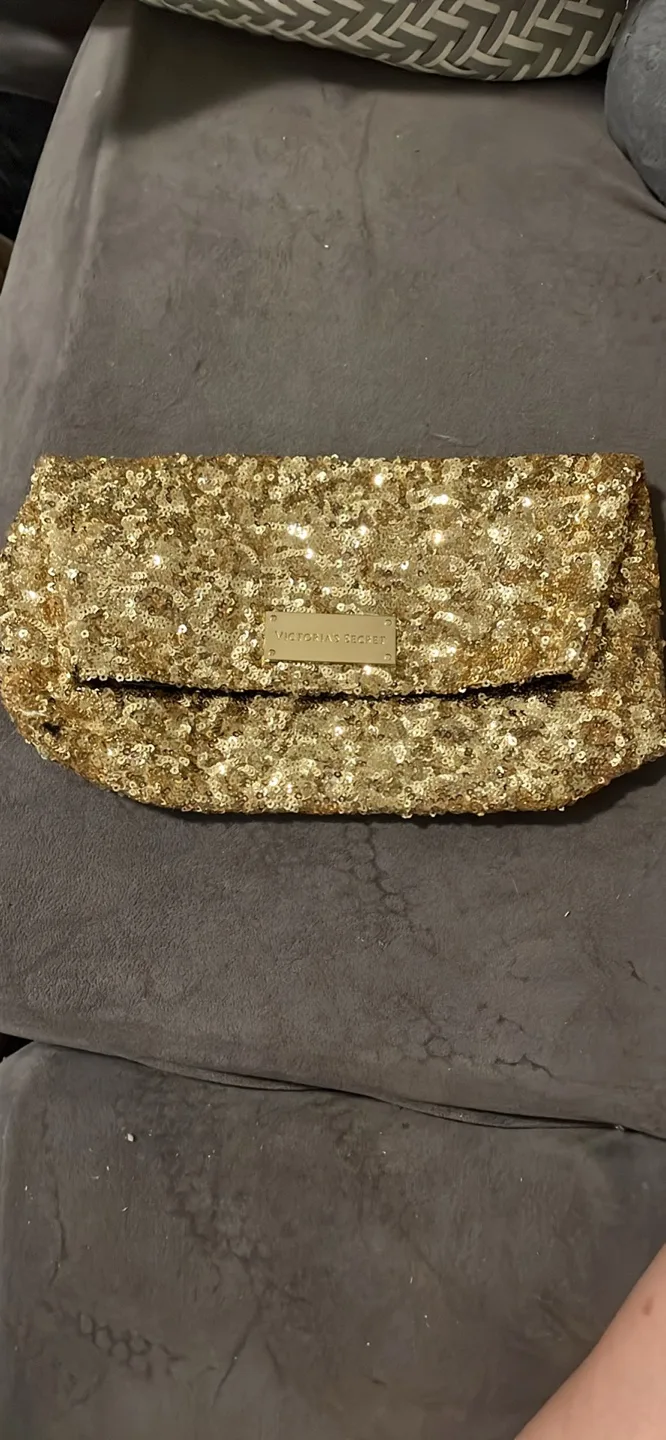 Victoria's Secret Gold Sequin Clutch thumbnail