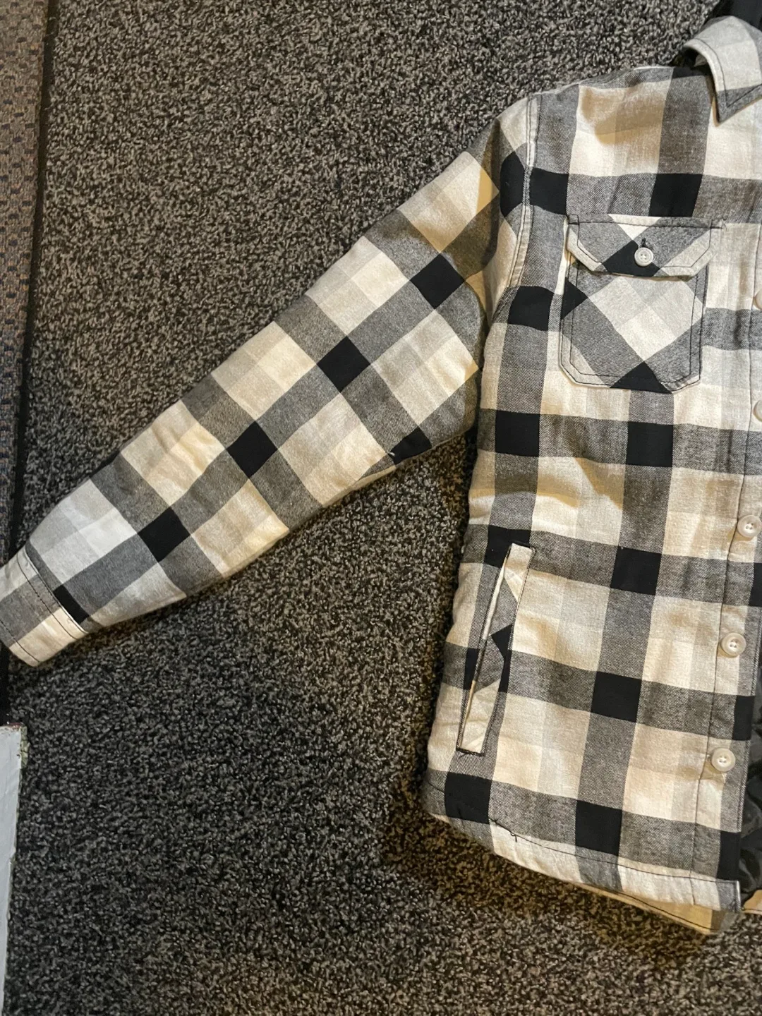 Workwear Black & White Plaid Hooded Jacket image indicator(4)