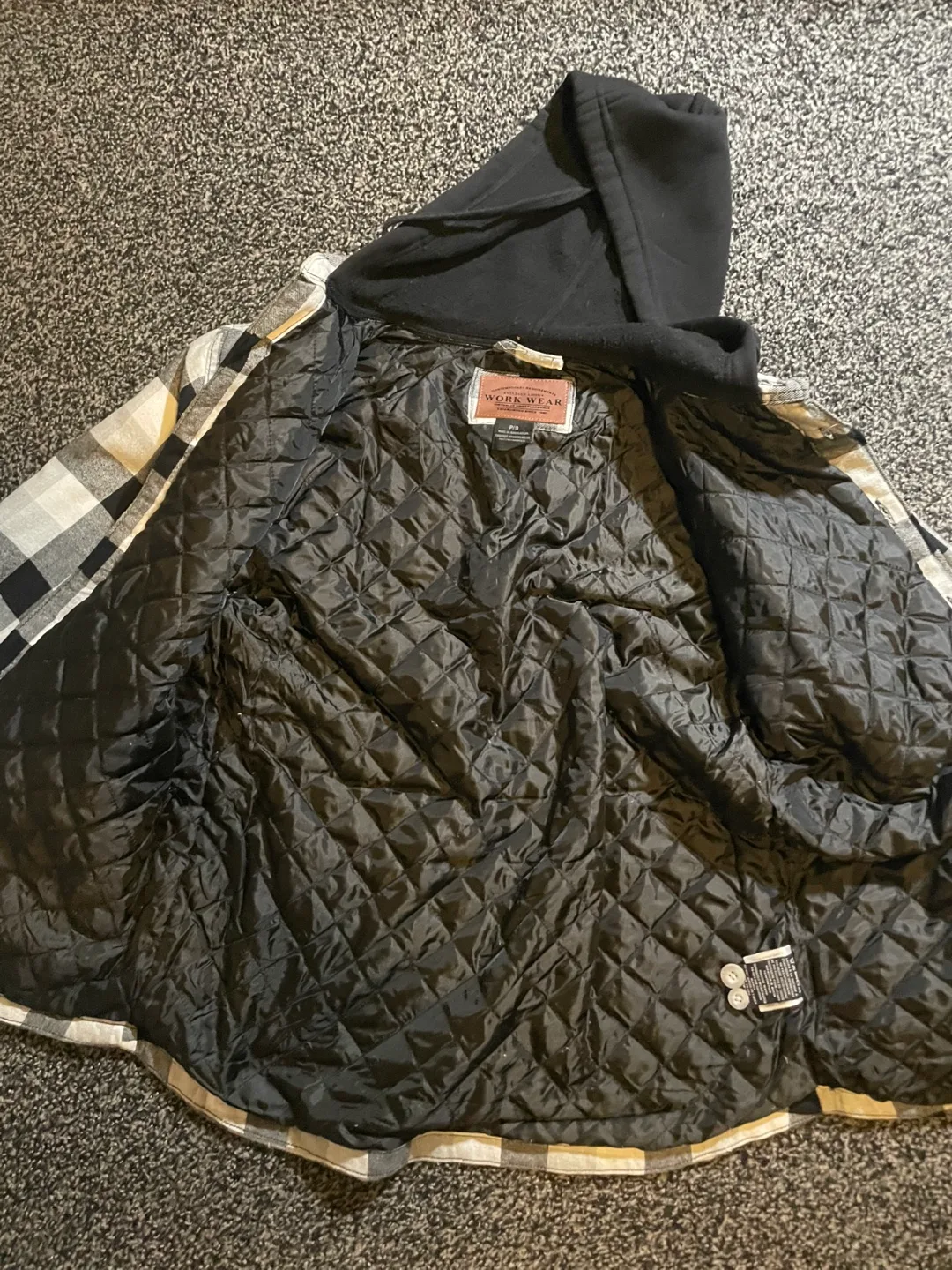 Workwear Black & White Plaid Hooded Jacket image indicator(5)