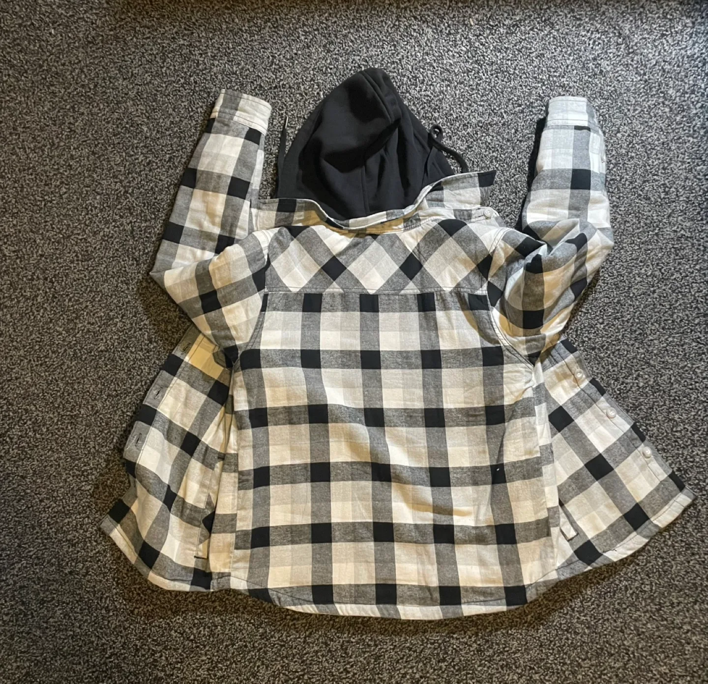 Workwear Black & White Plaid Hooded Jacket image indicator(6)