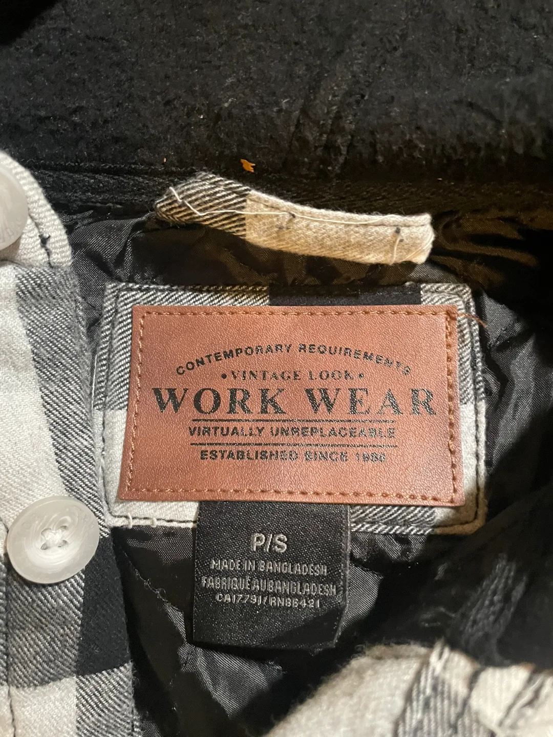 Workwear Black & White Plaid Hooded Jacket image indicator(7)