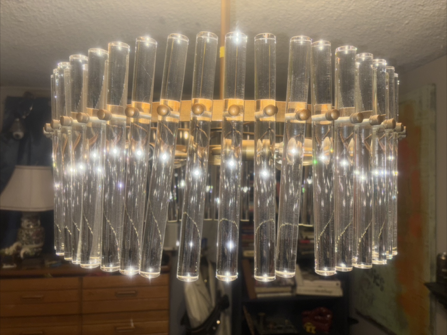 Stunning Deco style tubular glass chandelier - photo 2