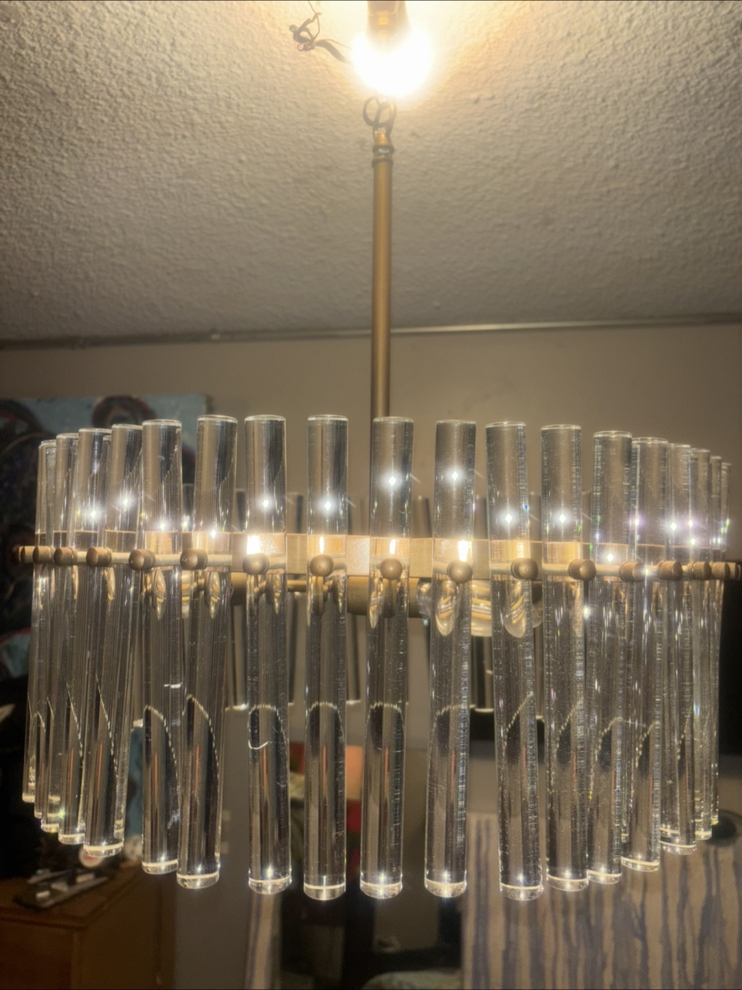 Stunning Deco style tubular glass chandelier - photo 3