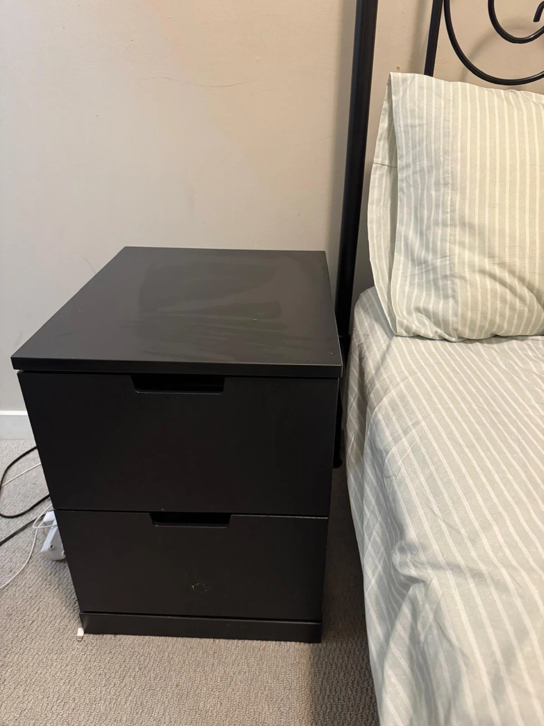 IKEA Black MALM 2-Drawer Nightstand