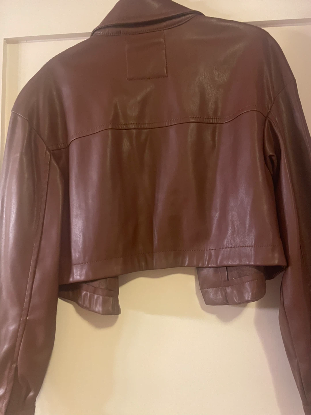 Bershka Brown Faux Leather Cropped Jacket XS - photo 2